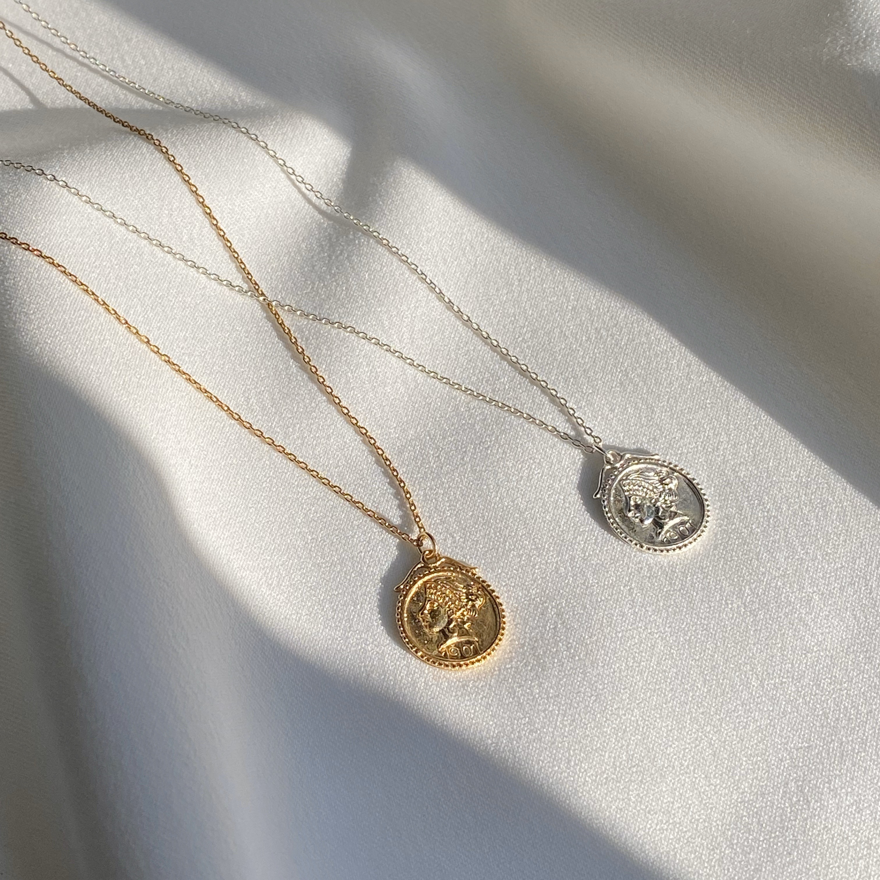 루디비아 실버 925 빅토리아 코인 펜던트 체인 목걸이