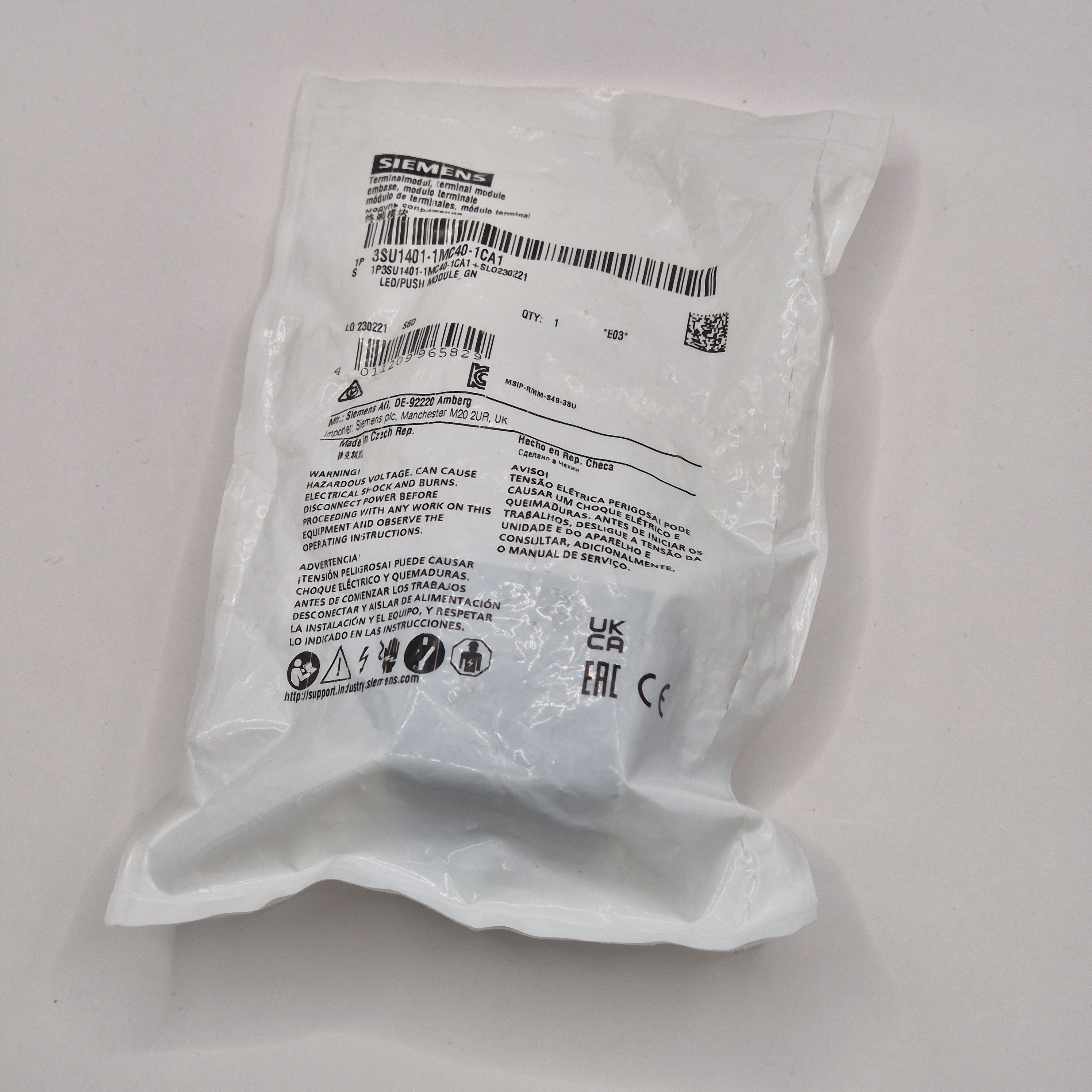 Siemens 3SU1401-1MC40-1CA1 푸쉬버튼 모듈 터미널 블록