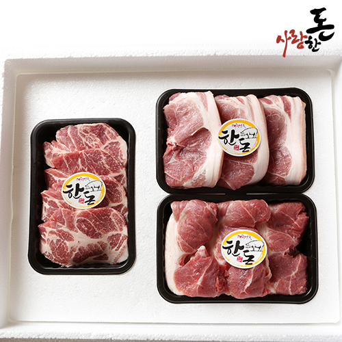 명절선물 국내산 한돈 돼지고기 선물세트 모듬 구이 1.5Kg 앞다리살 전지 목살