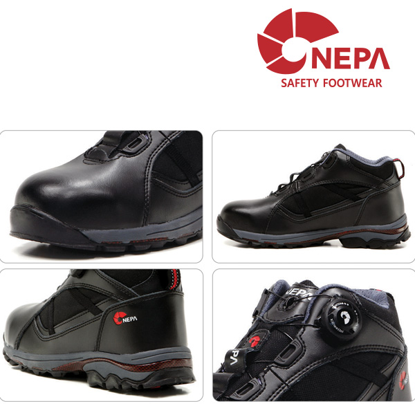네파 안전화 05N 블랙 원터치 FREELOCK NS-TEX 가죽제 작업화 NEPA - 상세 이미지 3