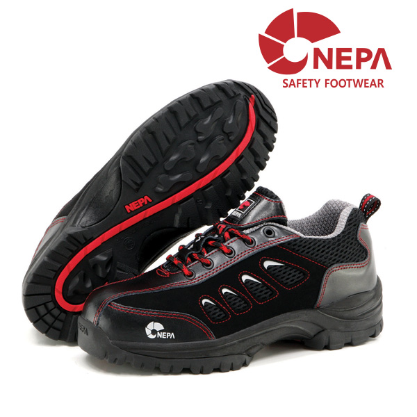 네파 안전화 14N 블랙 4인치 야간 반사판 가죽제 작업화 NEPA