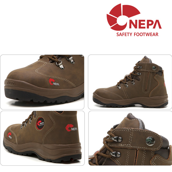 네파 안전화 16N 브라운 6인치 오일누벅 지퍼 가죽제 작업화 NEPA - 상세 이미지 3