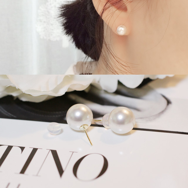 14K진주귀걸이 - 6mm 8mm 10mm - 스와로브스키 사용 승무원 면접귀걸이