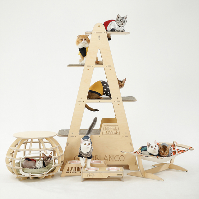 에펠 타워 원목 캣타워