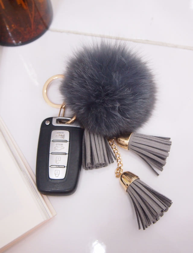 8color Real Fox Foam Foam Keyring Tassel Accessory