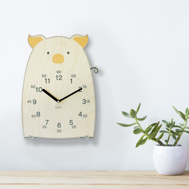 [베짓] 교육용 학습용 시계공부 아이방 무소음 인테리어 벽시계 - 부자되는 복돼지 - 상세 이미지 3