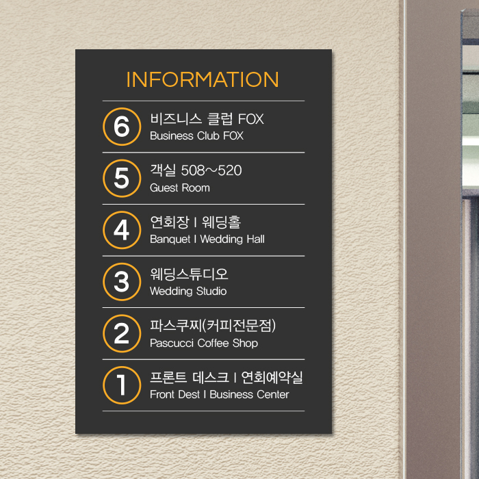 인포메이션 종합안내판 안내게시판 층별안내 층표시 건물번호판 단면형 30x45 cm - 상품 이미지