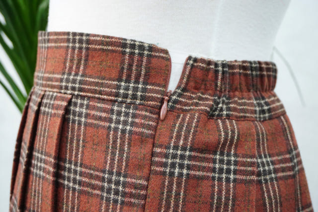 Check Pleated Winter Long Skirt Brushed Lining 2 C