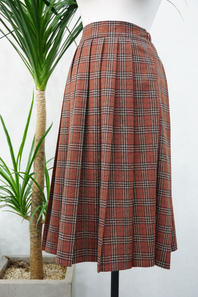 Check Pleated Winter Long Skirt Brushed Lining 2 C