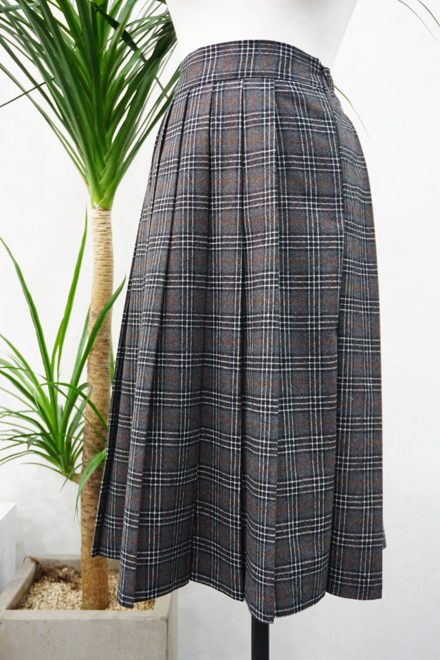 Check Pleated Winter Long Skirt Brushed Lining 2 C