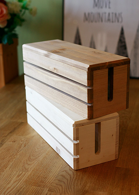 루미아 원목 멀티 매직박스 멀티탭 전선정리함 (내추럴/빈티지브라운)