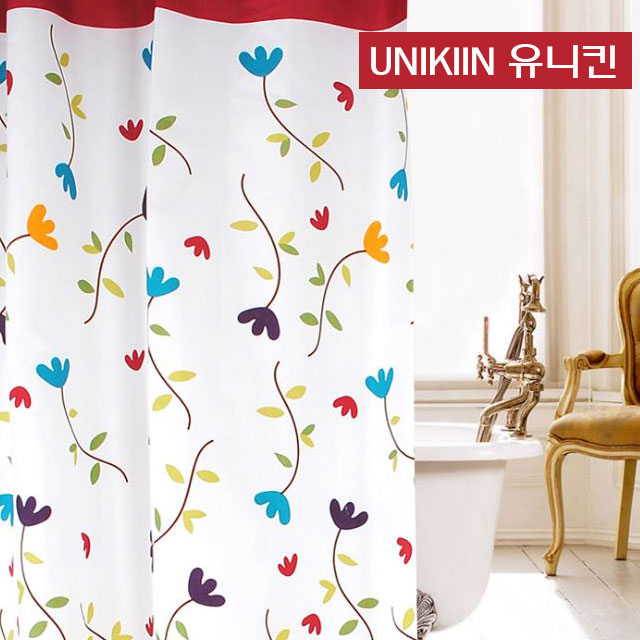 유니킨 욕실 방수 패브릭 샤워 커튼 화장실 욕조 모던화이트 - 상세 이미지 3