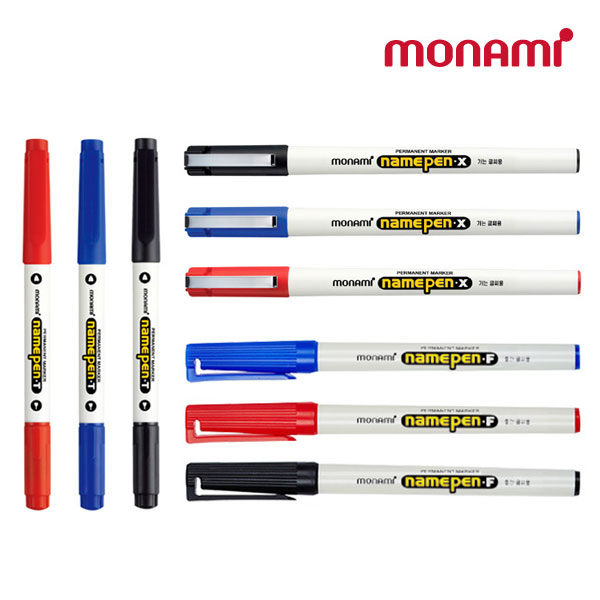 모나미 네임펜 가는글씨용 X-FINE/중간글씨용 FINE/트윈 T 제품 이미지