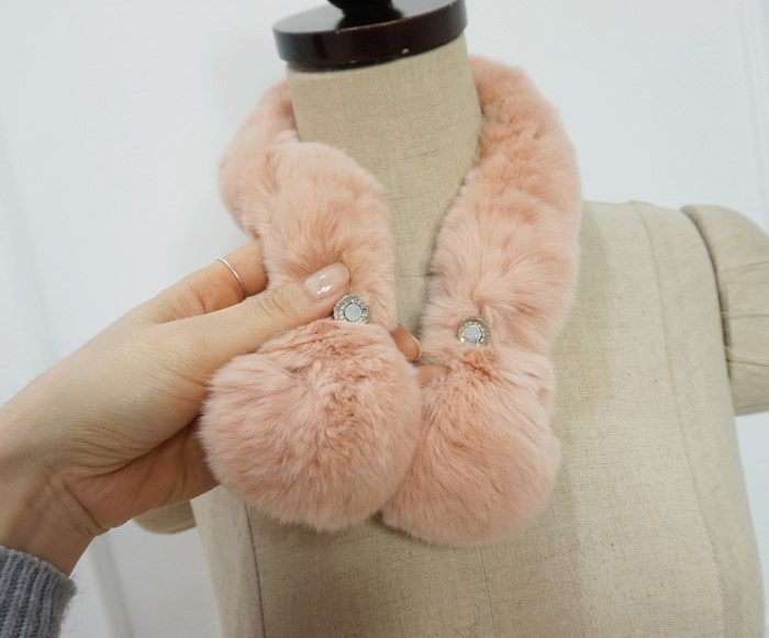 Rex Rabbit Fur Scarf Petit Magnet Warmer Shawl Cho