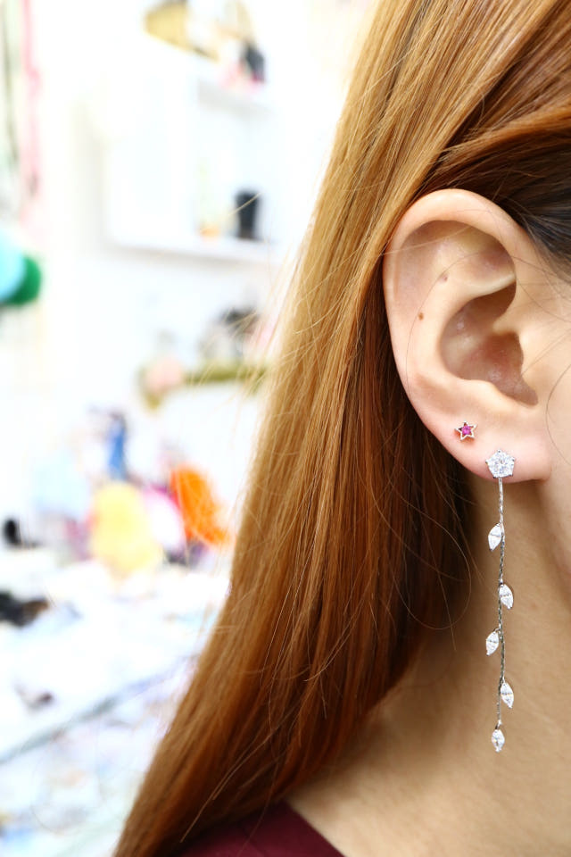 Titanium post handmade leaf earrings date look lux