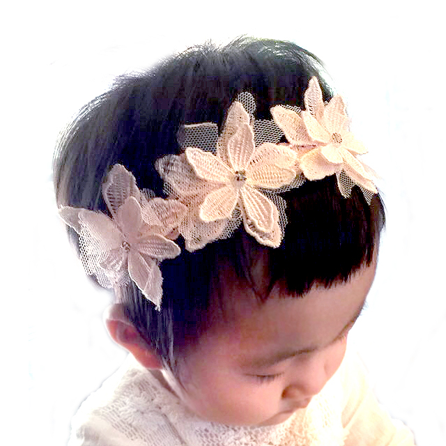 비앙카큐빅플라워 아기헤어밴드 신생아헤어밴드