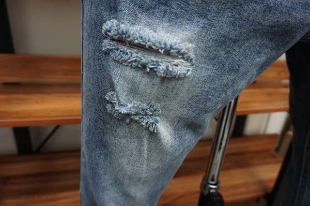 Korea Jeans Pants 77 Damage Jeans Men Slim Pit Rol