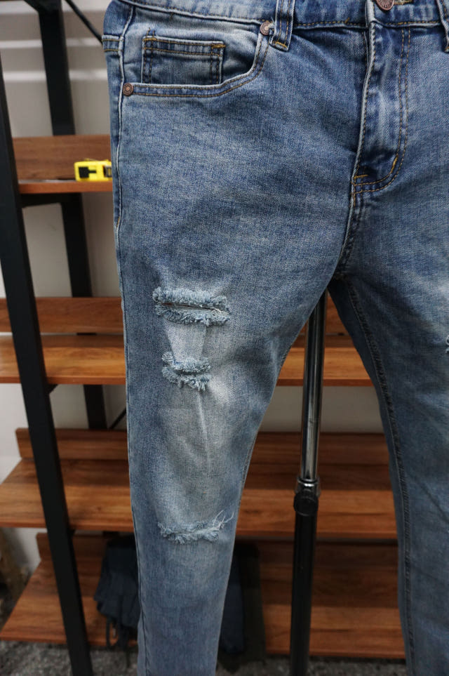 Korea Jeans Pants 77 Damage Jeans Men Slim Pit Rol