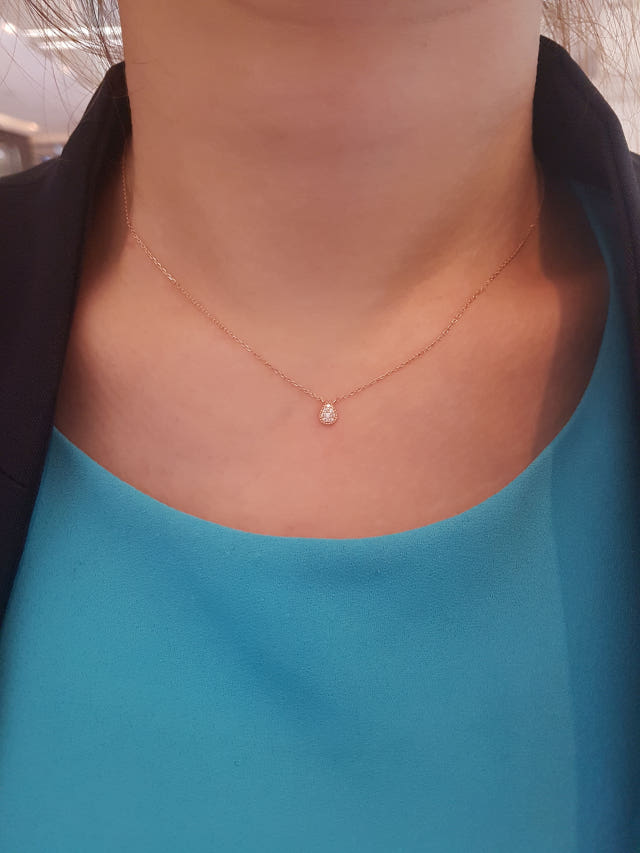 14k Water Drop Necklace Nice college student fashi