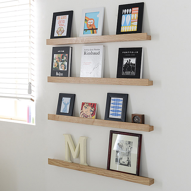 애쉬 액자 무지주 인테리어 벽걸이 미니 거실 벽선반 책수납 콘크리트벽 or 합판벽 600