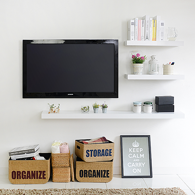 1500 멜리사 무지주 대형 벽걸이tv 벽선반 화이트 콘크리트벽