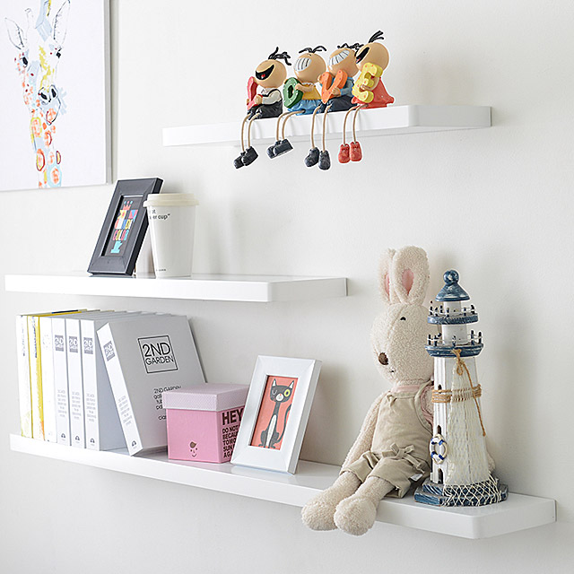 올리브 인테리어 무지주 벽걸이 미니 벽 선반 600 화이트 콘크리트