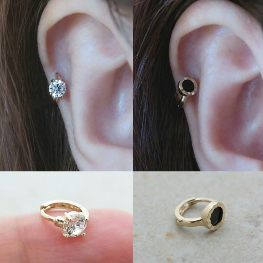 <b><p>10K 14K Cubic Ring pierc, One touch earrs</p></b><b><p>10K 14K キュービック リングピアス、 ワンタッチ 耳介</p></b><br /><br /><p align='center'>