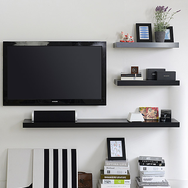 1500 멜리사 무지주 대형 벽걸이tv 벽선반 화이트 콘크리트벽