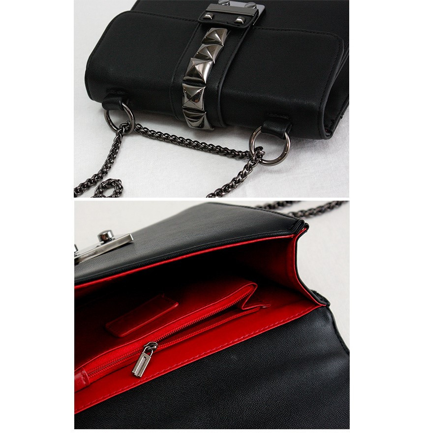 New Stud Chain Mini Cross Back Black Back Lacquer 