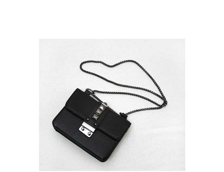 New Stud Chain Mini Cross Back Black Back Lacquer 