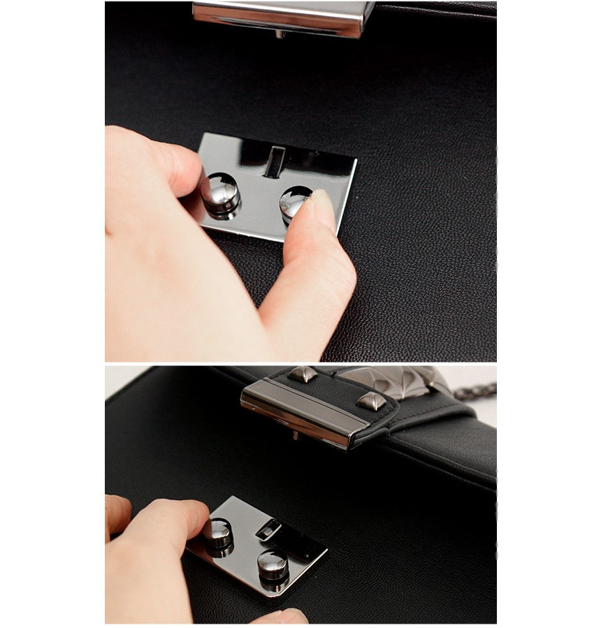 New Stud Chain Mini Cross Back Black Back Lacquer 