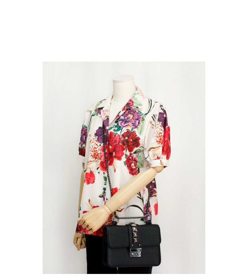 New Stud Chain Mini Cross Back Black Back Lacquer 