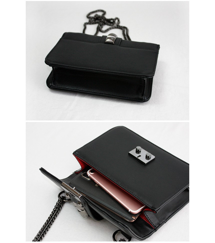 New Stud Chain Mini Cross Back Black Back Lacquer 