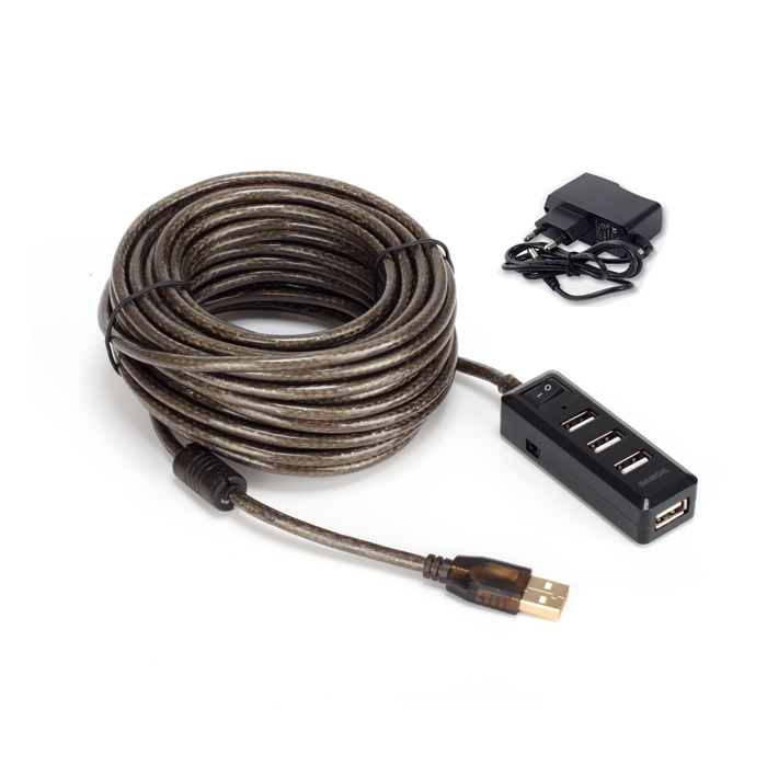 DA-UE2410PW 다모일 USB2.0 리피터 10m (4포트 USB허브 내장형 5V2A아답타포함) USB연장 - 상품 이미지