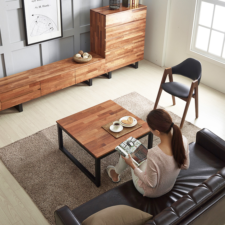 좌식테이블 아이번 멀바우 원목 좌탁 사각 거실 소파 티 테이블 800