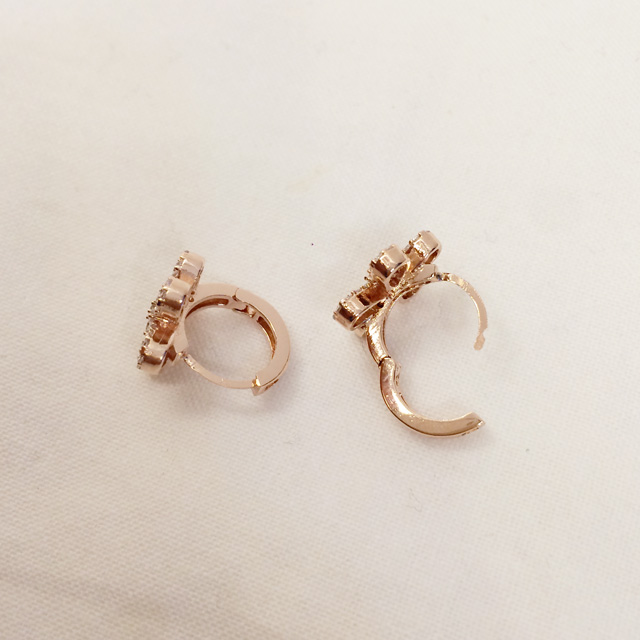 14K 골드핀 꽃 원터치 금침귀걸이 - 상세 이미지 4