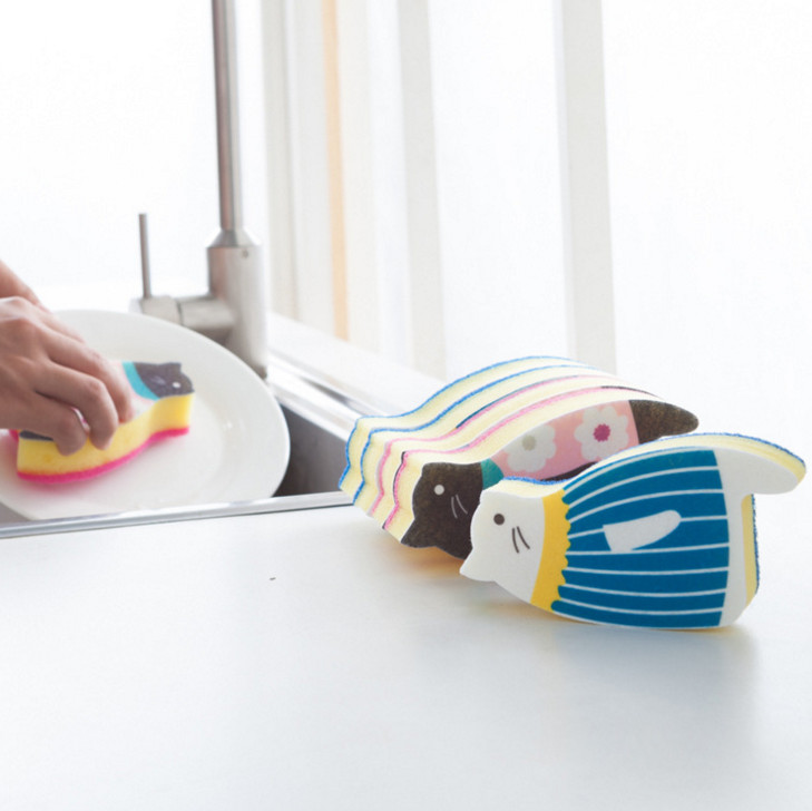 Scrubber Dish Washing Standing Cat Cute Scrub Scan