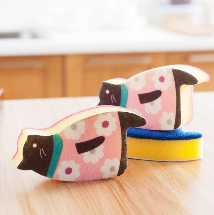 Scrubber Dish Washing Standing Cat Cute Scrub Scan