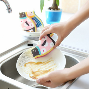 Scrubber Dish Washing Standing Cat Cute Scrub Scan