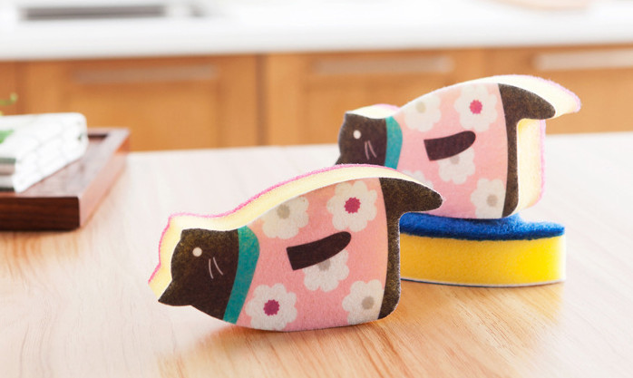 Scrubber Dish Washing Standing Cat Cute Scrub Scan