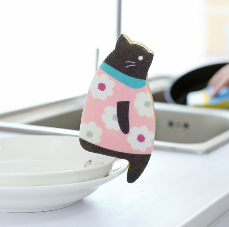 Scrubber Dish Washing Standing Cat Cute Scrub Scan