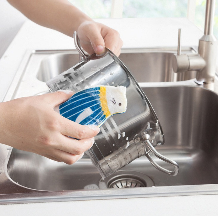 Scrubber Dish Washing Standing Cat Cute Scrub Scan