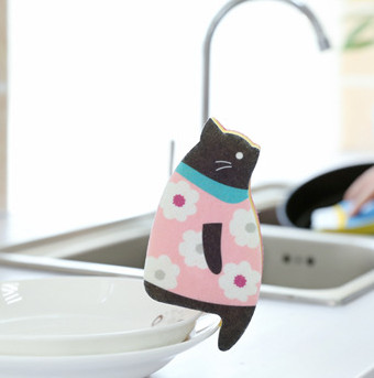Scrubber Dish Washing Standing Cat Cute Scrub Scan