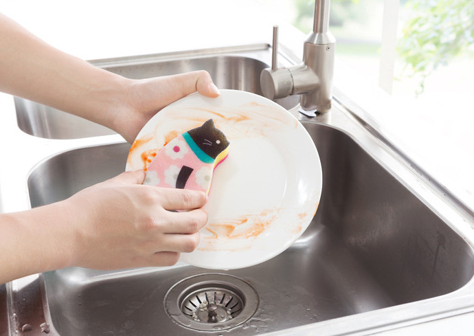 Scrubber Dish Washing Standing Cat Cute Scrub Scan