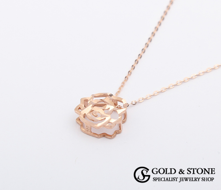 Rose Gold Rose Necklace Pink Women Simple Daily Wo