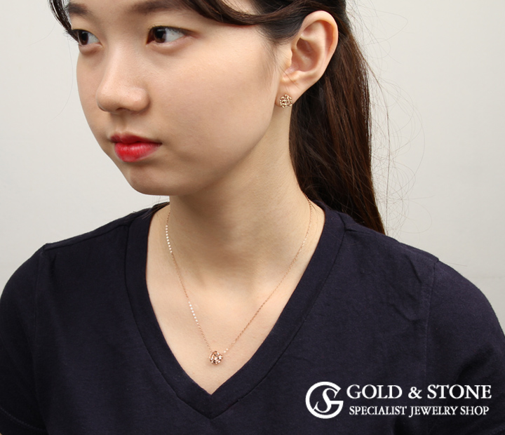 Rose Gold Rose Necklace Pink Women Simple Daily Wo