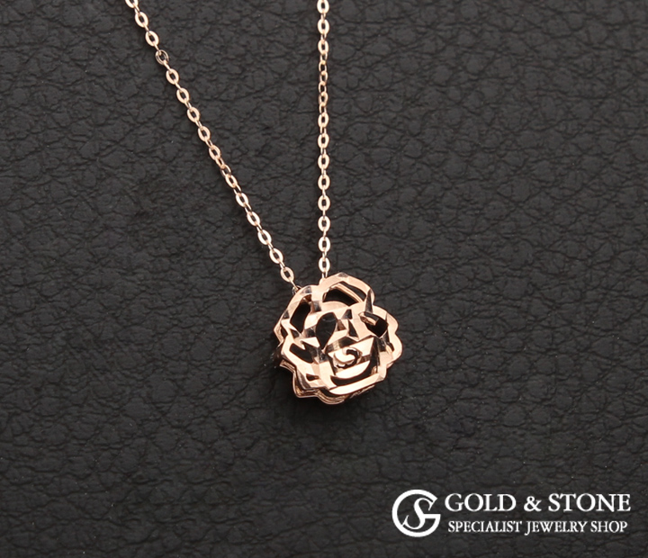 Rose Gold Rose Necklace Pink Women Simple Daily Wo