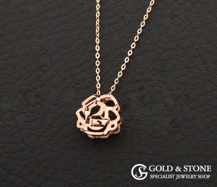 Rose Gold Rose Necklace Pink Women Simple Daily Wo