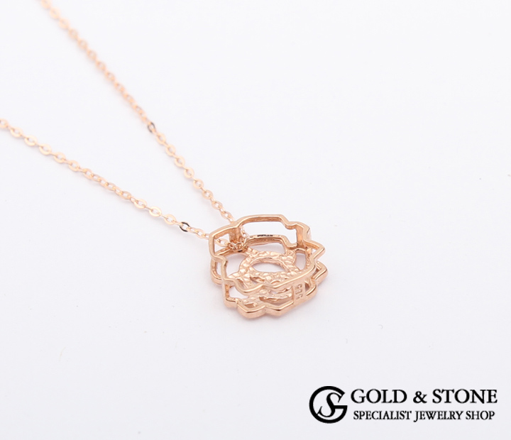 Rose Gold Rose Necklace Pink Women Simple Daily Wo