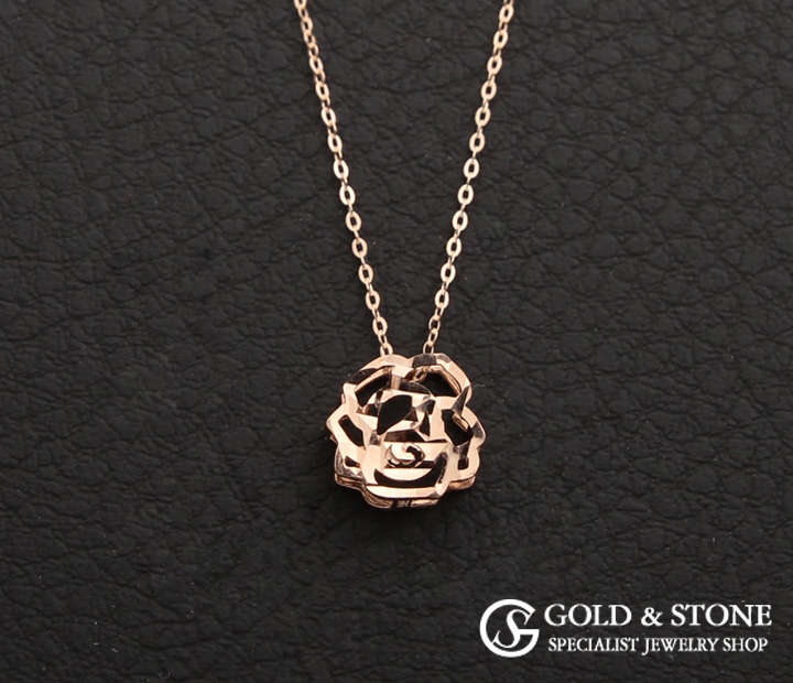 Rose Gold Rose Necklace Pink Women Simple Daily Wo